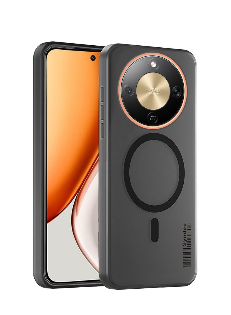 سيندي غطاء حماية لهاتف Honor X70 5G 2025 من سلسلة Syndee، شفاف جزئيًا، متوافق مع MagSafe للشحن المغناطيسي، حواف مرتفعة للكاميرا، بمظهر أنيق (MCMPMN) - أسود - Image 1