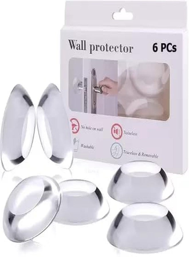 SHOPOWARE 6 PCS Wall Protector Door Knob Rubber Door Stopper Clear Round Door Knob Bumper Cover Self Adhesive Bumpers Guard for Doors Handle Door Stop Refrigerator Protectors - Image 1