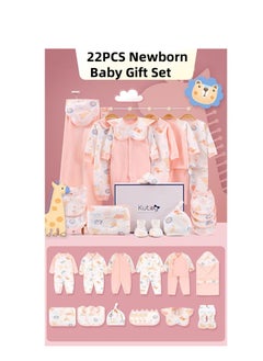 MIXDE 22PCS Newborn Baby Gift Set, Newborn Layette Gift Set for Boys and Girls, Babies Essential Clothes Accessories with Baby Blanket, 100% Premium Cotton, for Spring Summer Autumn Winter Four Seasons 