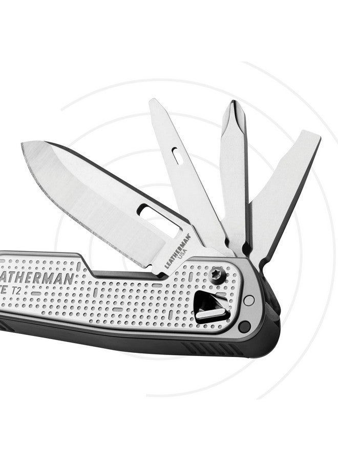LEATHERMAN أداة متعددة الاستخدامات بحجم الجيب من ليثيرمان فري T2 من الفولاذ المقاوم للصدأ | الطول المغلق: 9.3 سم | 8 أدوات وظيفية في 1 | الوزن: 93.6 جرام، العرض: 2.4 سم ضمان 25 سنة | EDC - Image 2