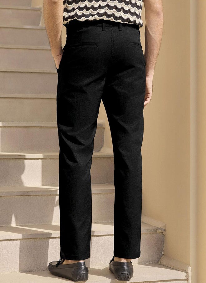 Zeyo Men Regular Fit Mid-Rise Black Chinos - Image 3