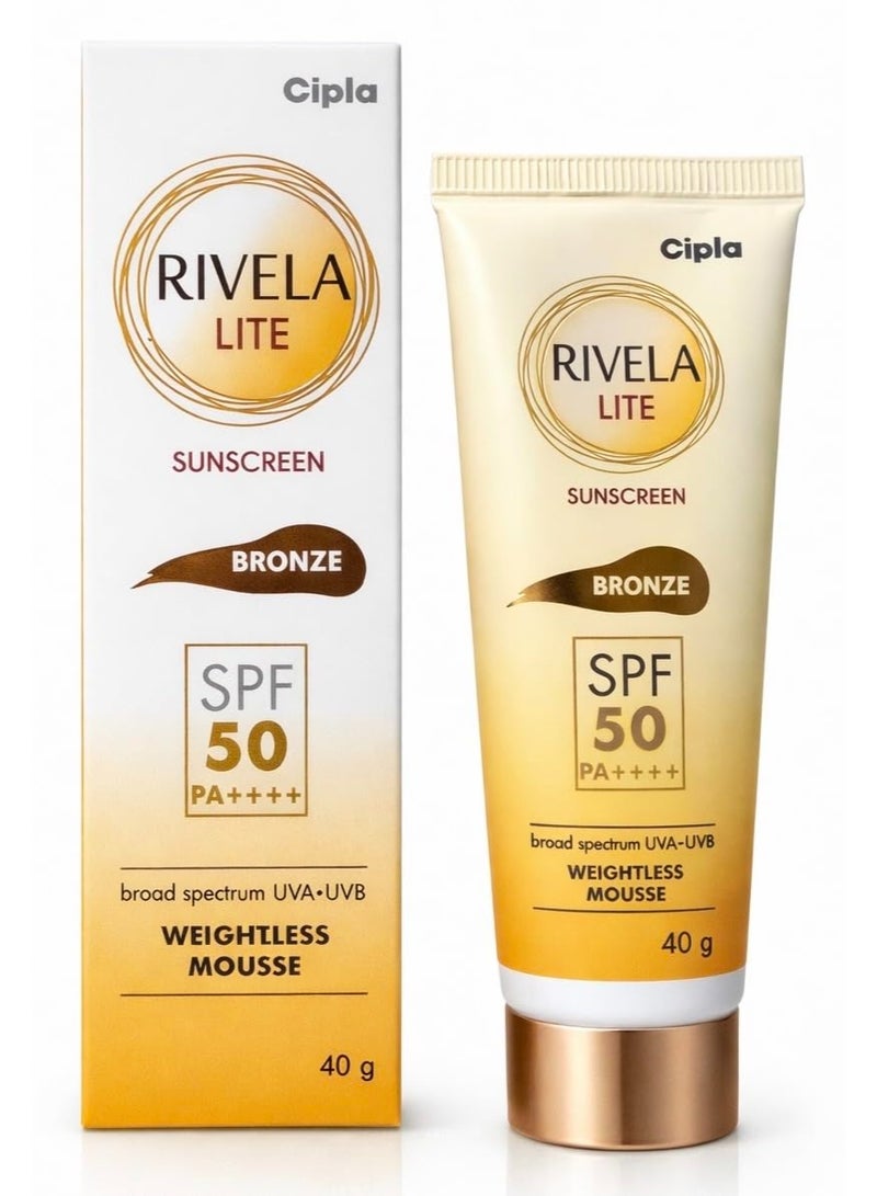 سيبلا واقي الشمس سيبلا ريفيلا لايت بعامل حماية 50، لون برونزي، حماية واسعة النطاق من الأشعة فوق البنفسجية UVA وUVB، تركيبة موس خفيفة الوزن، حماية يومية خفيفة من الشمس، 40 غرام - Image 1