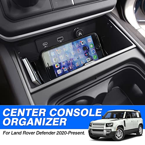 Karltys Center Console Organizer Tray for Land Rover Defender Accessories 90 110 130 2020-2025, Durable ABS Middle Console Organizer Central Storage Box with Non-Slip Mat - Image 2