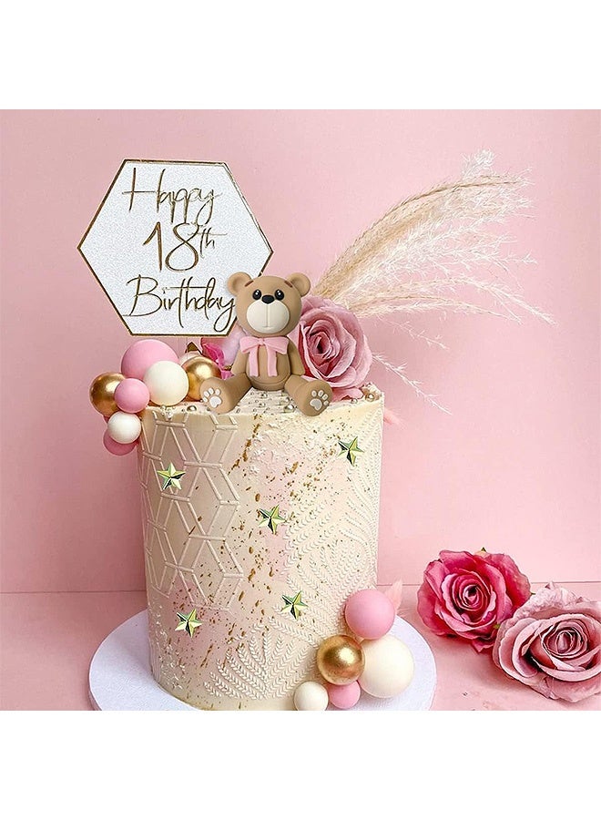 MXN 33 Pcs Small Bear Birthday Cake Decoration Set, Cake Toppers Kit Include 1 Small Bear, 10 White Small Balls etc, For Boy Girl Baby Shower Birthday Party Decorations - Image 3