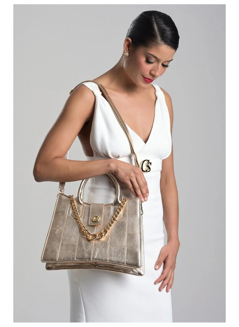 Carmen Steffens  Structured Gold Bag with Chain for Women | Best Price UAE