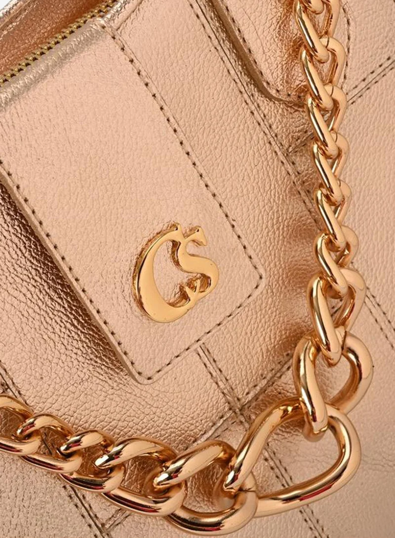 Carmen Steffens  Structured Gold Bag with Chain for Women | Best Price UAE