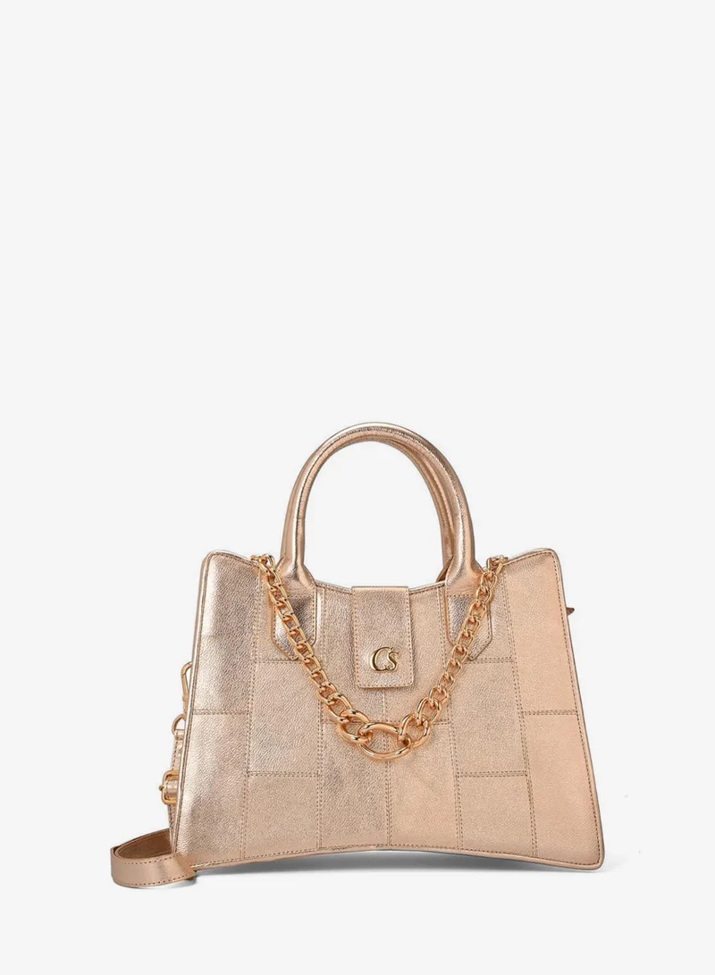 Carmen Steffens  Structured Gold Bag with Chain for Women | Best Price UAE