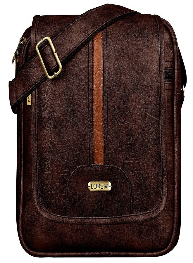 LOREM Brown Stylish Premium Faux Leather Cross Body Sling Bag For Men SL02-B - Image 1