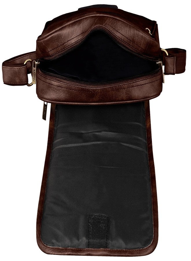 LOREM Brown Stylish Premium Faux Leather Cross Body Sling Bag For Men SL02-B - Image 5