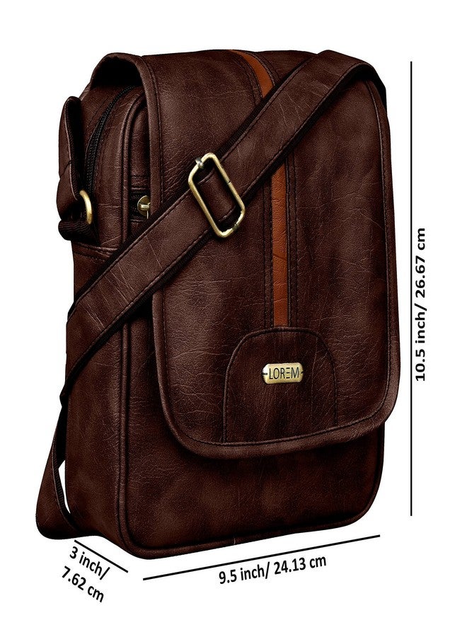 LOREM Brown Stylish Premium Faux Leather Cross Body Sling Bag For Men SL02-B - Image 3