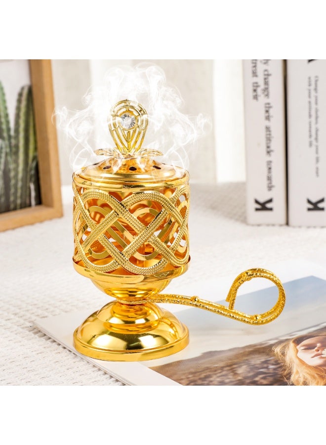 Nariele Gold Iron Carbon Fire Aromatherapy Stove Fragrance Insert Handheld Ornament - Image 1
