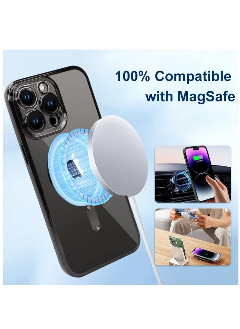 Raxoom Magnetic Case for iPhone 15 Pro Max Case [Compatible with MagSafe] Full Camera Protection Clear Plating Luxury Cover for Women Men Soft TPU Bumper Drop Protective Phone Case (6.7"),Black - Image 4