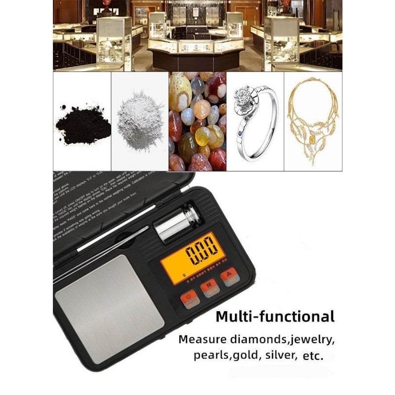 Digital Scale 50g/0.001g, 6 Units Conversion-g/oz/ozt/dwt/ct/gn, Mini Scale, Pocket Scale, LCD Display, with 2 Batteries-20g Weights-Tweezers Weighing Tray, Suitable for Jewellery-Goldsmithing-Food-Powder and Spices, Measuring Tools Multifunction, Premium Digital Electronic Scale - Image 3