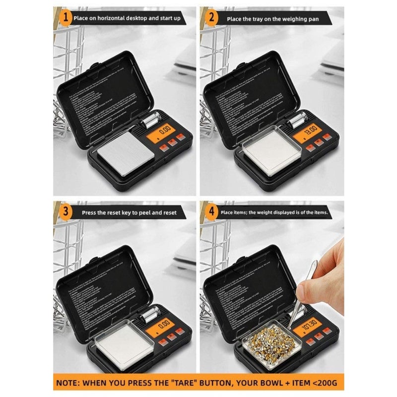 Digital Scale 50g/0.001g, 6 Units Conversion-g/oz/ozt/dwt/ct/gn, Mini Scale, Pocket Scale, LCD Display, with 2 Batteries-20g Weights-Tweezers Weighing Tray, Suitable for Jewellery-Goldsmithing-Food-Powder and Spices, Measuring Tools Multifunction, Premium Digital Electronic Scale - Image 5