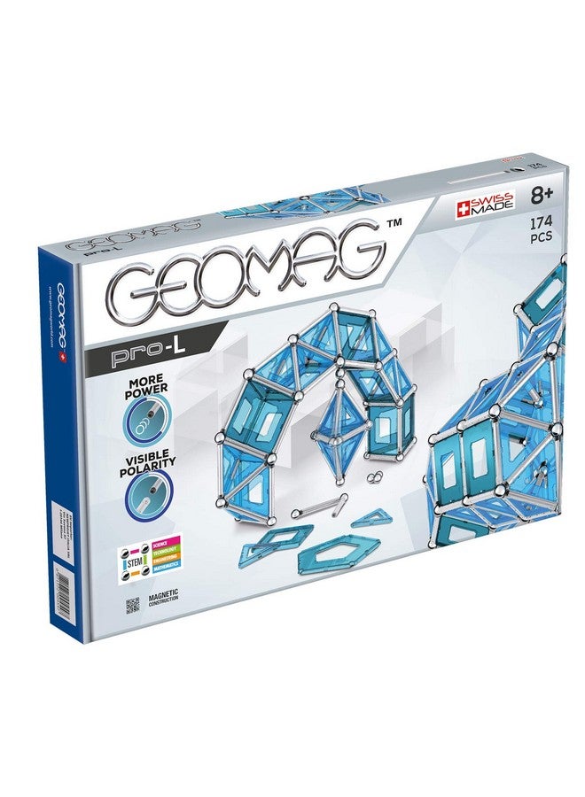 GEOMAG ألعاب جيوماغ المغناطيسية | مغناطيس للأطفال | مجموعة مكعبات تعليمية معتمدة من STEM للإبداع والمتعة في التعلم | مصنوعة في سويسرا | العمر 8+ مجموعة برو-ل 174 قطعة - Image 1
