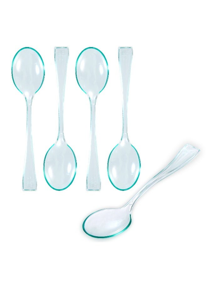 Restaurantware 4 Inch Mini Spoons, 500 Disposable Tiny Spoons - Heavy-Duty, Pair With Appetizers or Desserts, Seagreen Plastic Sample Spoons, For Parties, Weddings, Or Catering - Image 2