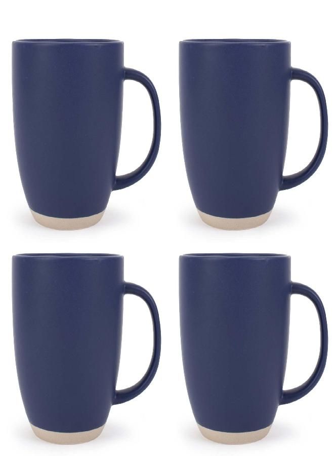 Elanze Designs Raw Clay Bottom Navy Blue 13 ounce Ceramic Coffee Mugs Set of 4 - Image 1