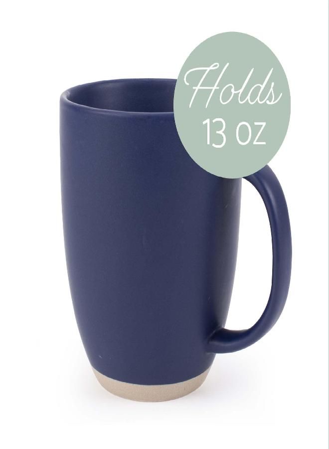 Elanze Designs Raw Clay Bottom Navy Blue 13 ounce Ceramic Coffee Mugs Set of 4 - Image 3