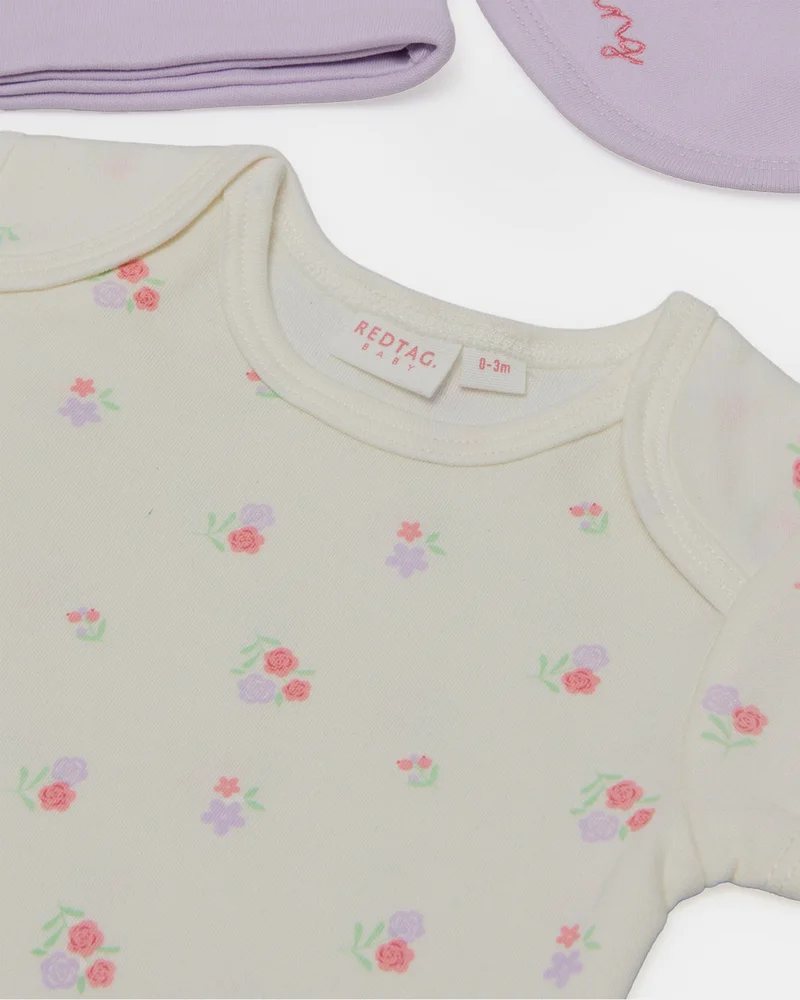 REDTAG Baby Girl Beige & Lilac 5-Piece Gift Set