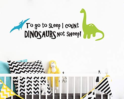 Yyart Dinosaur Wall Decals for Kids to go to Sleep I Count Dinosaurs Not Sheep Vinyl Wall Stickers for Baby Boys Kids Bedroom Wall Decor Nursery Decoration Quote Wall Decals A32 - Image 3