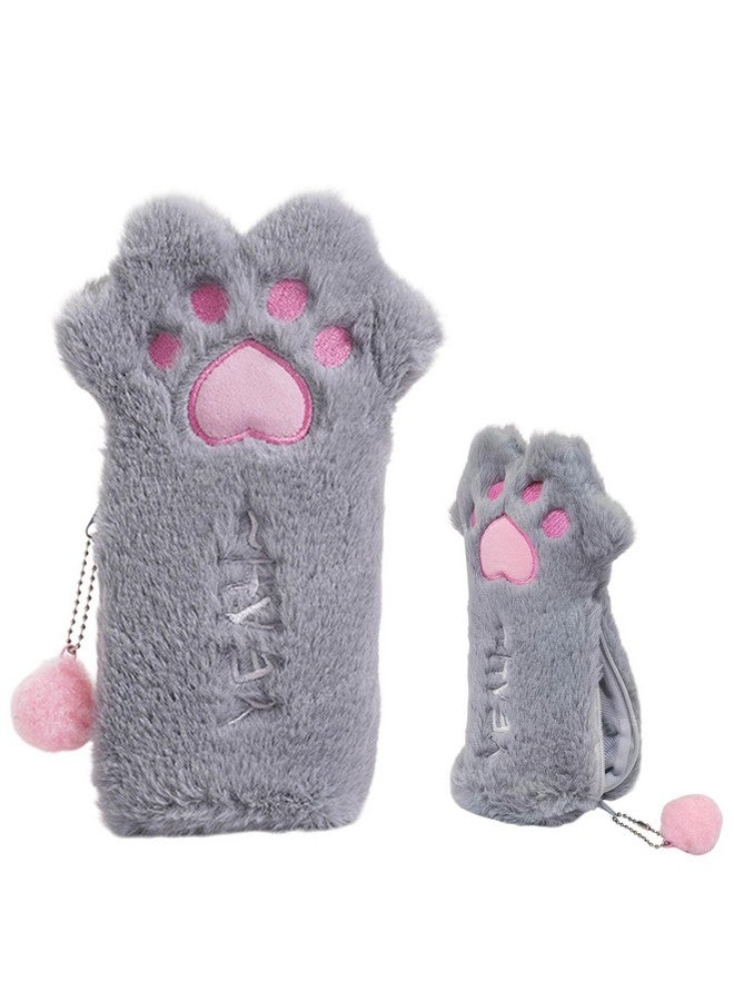 FunBlast Fur Pencil Pouch for Girls - Multi-Purpose Zipper Pouch Case for School Kids, Cute Cosmetic Pouch for Girls, Coin Pouch, Travel Pouch, Fur Pouches for School/Office (Grey) - Image 1