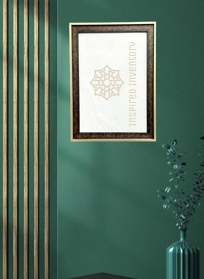 مجموعة إطارات صور، مقاس 14×10 بوصة، حواف ثنائية اللون، عبوة من 4 قطع، لوح مقاوم للكسر، عرض جداري عصري | ديكور للمنزل والمكتب والمعارض (بني وذهبي) - Image 3