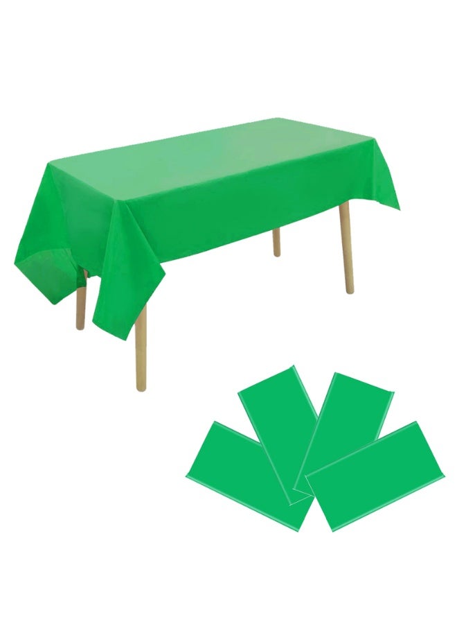 4 عبوات مفارش مائدة يمكن التخلص منها، غطاء مائدة مستطيل مقاوم للماء من البولي إيثيلين البولي إيثيلين لحفلات الشواء والزفاف - Image 1