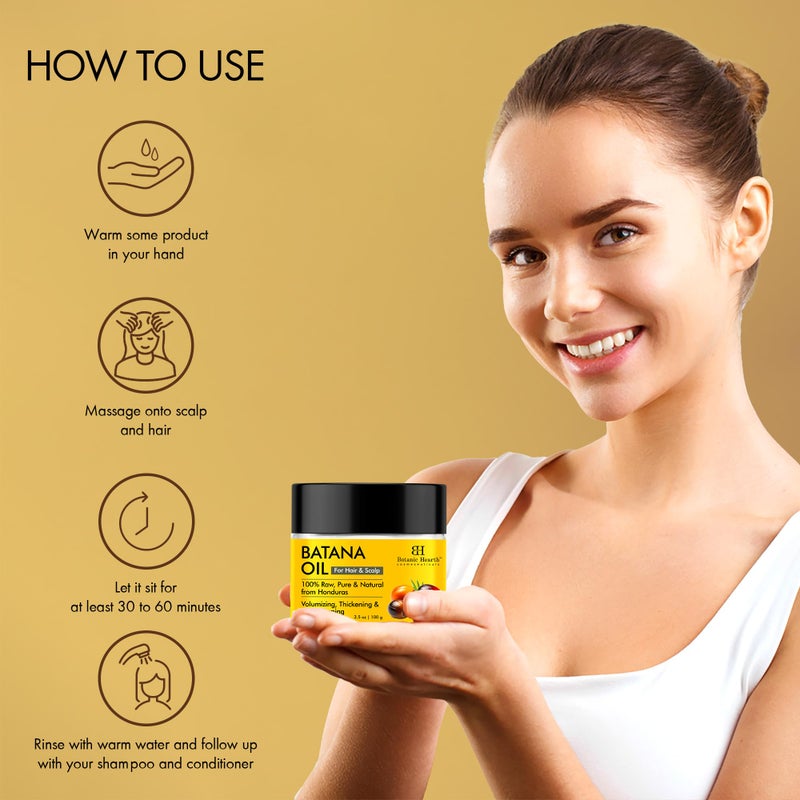 Botanic Hearth Raw Batana Oil for Hair Growth - 100% Pure, Organic 3.5 fl oz Batana from Honduras for Thick and Strong Natural Hair - Dr. Sebi Unrefined Cold Pressed Cosmetic Scalp Mask Gifts for Women (1 Pack) - Image 4