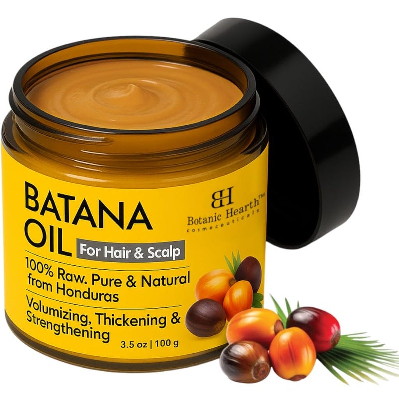 Botanic Hearth Raw Batana Oil for Hair Growth - 100% Pure, Organic 3.5 fl oz Batana from Honduras for Thick and Strong Natural Hair - Dr. Sebi Unrefined Cold Pressed Cosmetic Scalp Mask Gifts for Women (1 Pack) - Image 1