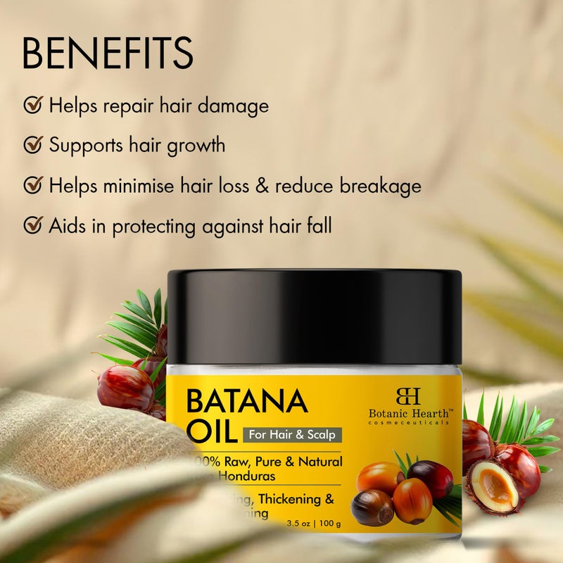 Botanic Hearth Raw Batana Oil for Hair Growth - 100% Pure, Organic 3.5 fl oz Batana from Honduras for Thick and Strong Natural Hair - Dr. Sebi Unrefined Cold Pressed Cosmetic Scalp Mask Gifts for Women (1 Pack) - Image 3