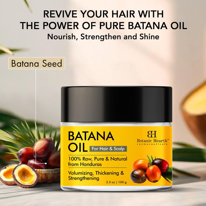 Botanic Hearth Raw Batana Oil for Hair Growth - 100% Pure, Organic 3.5 fl oz Batana from Honduras for Thick and Strong Natural Hair - Dr. Sebi Unrefined Cold Pressed Cosmetic Scalp Mask Gifts for Women (1 Pack) - Image 2