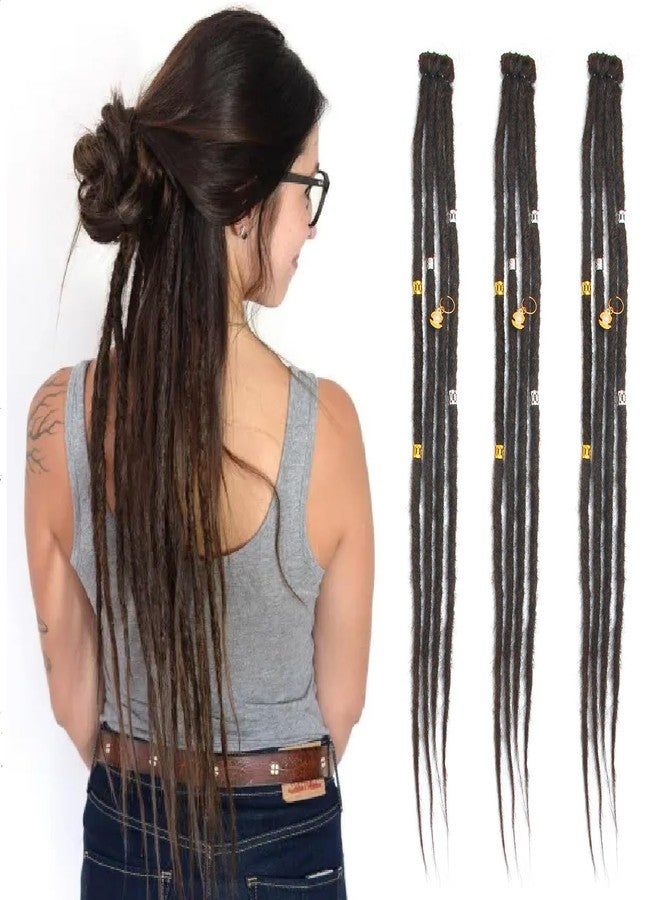 Dsoar Clip In Dreadlock Extensions 20 Inch 3PCS Handmade 0.6cm Synthetic Dreads with Clips Soft Crochet Loc Extensions(4#) - Image 1