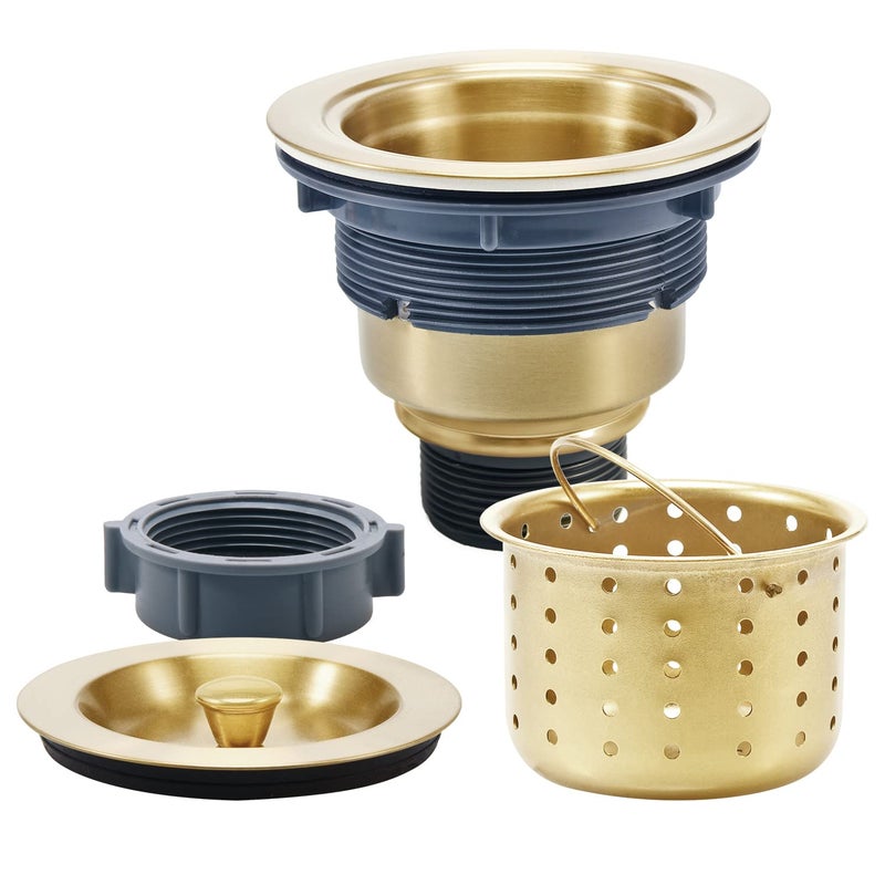 KONE 3-1/2 Inch Brass Sink Drain, Durable Stainless Steel Brass Kitchen Sink Drain Assembly Kit with Sink Strainer Waste Basket/Strainer Assembly/Sealing Lid for Standard Kitchen Sink - Image 1