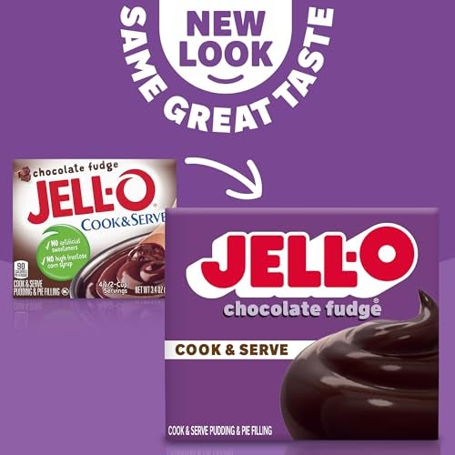 Jell-O JellO Chocolate Fudge Cook  Serve Pudding  Pie Filling 34Oz Pack of 4 - Image 5