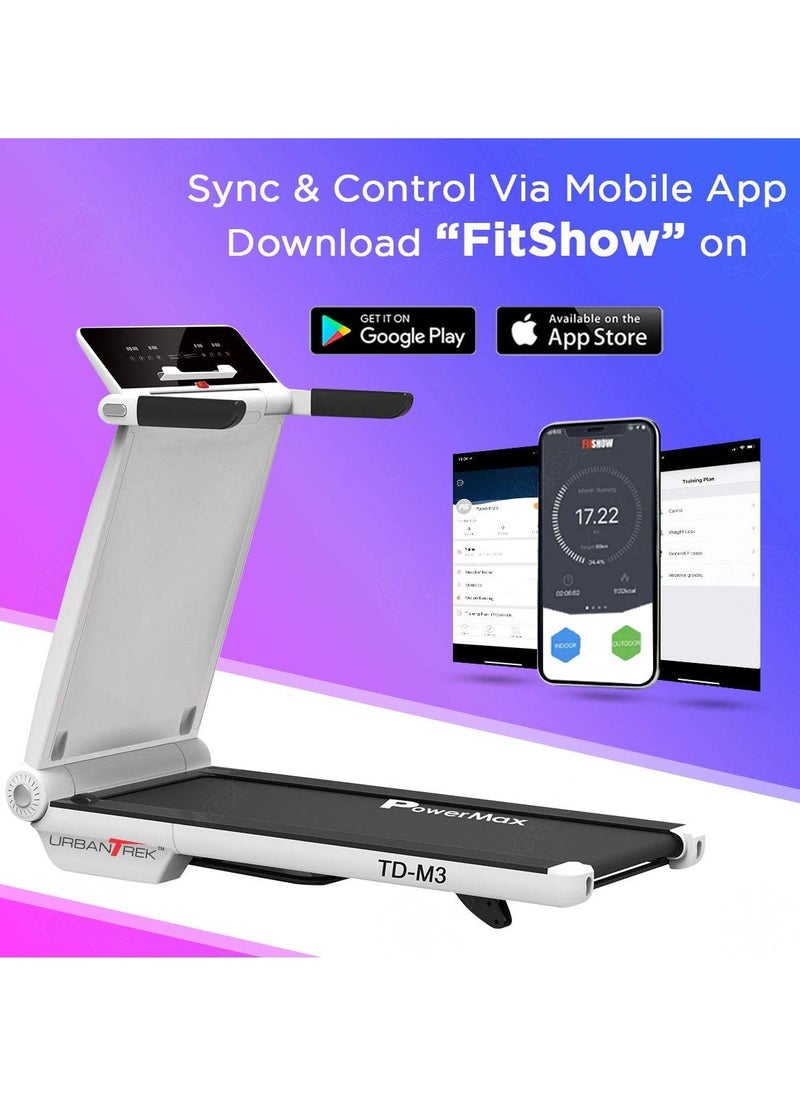 PowerMax Fitness PowerMax Fitness TD-M3 (4HP Peak) Pre-Installed Motorised Foldable Treadmill for Home Use | Max User Upto 100Kg, 3 Lvl Manual Incline Treadmill, Top speed 16 km/hr, Pre-Set Programs, LED Display, USB  - Image 2