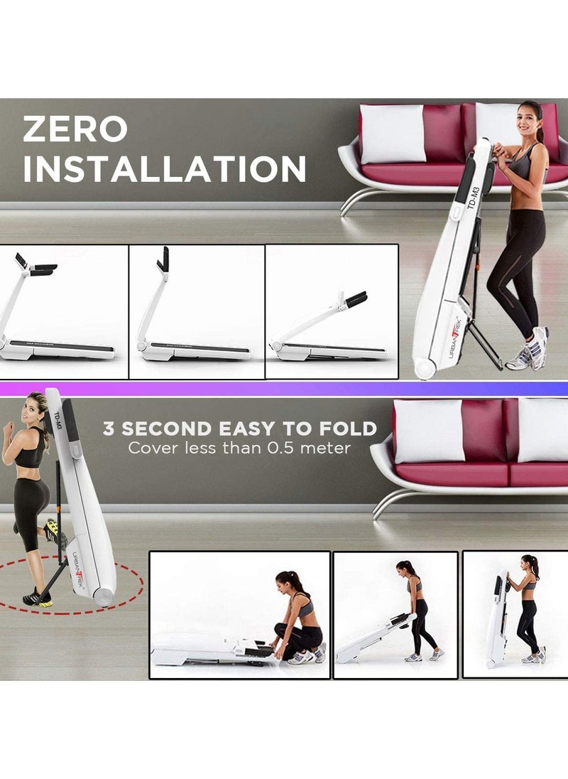 PowerMax Fitness PowerMax Fitness TD-M3 (4HP Peak) Pre-Installed Motorised Foldable Treadmill for Home Use | Max User Upto 100Kg, 3 Lvl Manual Incline Treadmill, Top speed 16 km/hr, Pre-Set Programs, LED Display, USB  - Image 5