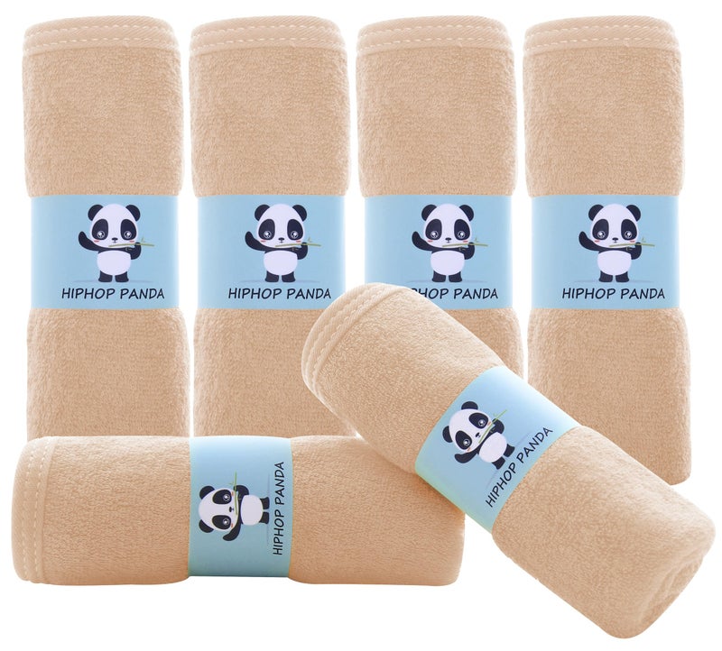HIPHOP PANDA HIPHOP PANDA Baby Washcloths Rayon Made from Bamboo 2 Layer Ultra Soft Absorbent Newborn Bath Face Towel Reusable Baby Wipes for Delicate Skin Brown 6 Pack 