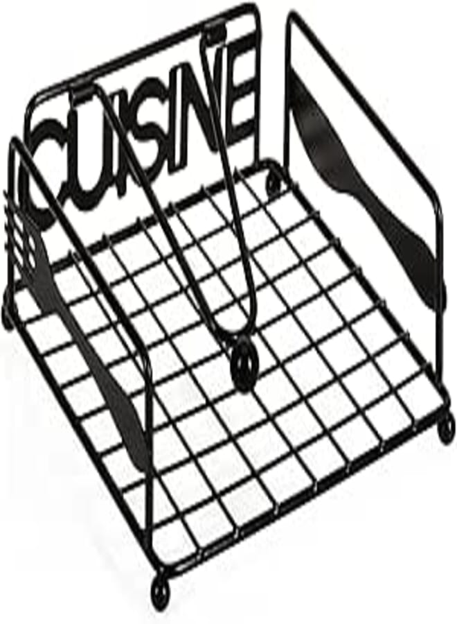 COM-FOUR® Napkin holder in black metal - Napkin holder with fixing bracket in design"CUISINE" - Paper towel dispenser (01 piece - corner black)