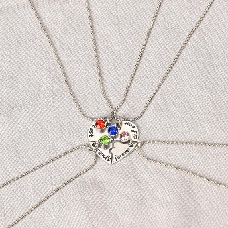 Sisadodo Best Friends Forever and Ever Necklaces for 4 Girls Heart Matching Bff Necklaces for Sister Friend Christmas Birthday Gifts for Women Teen Girl Friendship Necklace 4 Pcs - Image 4