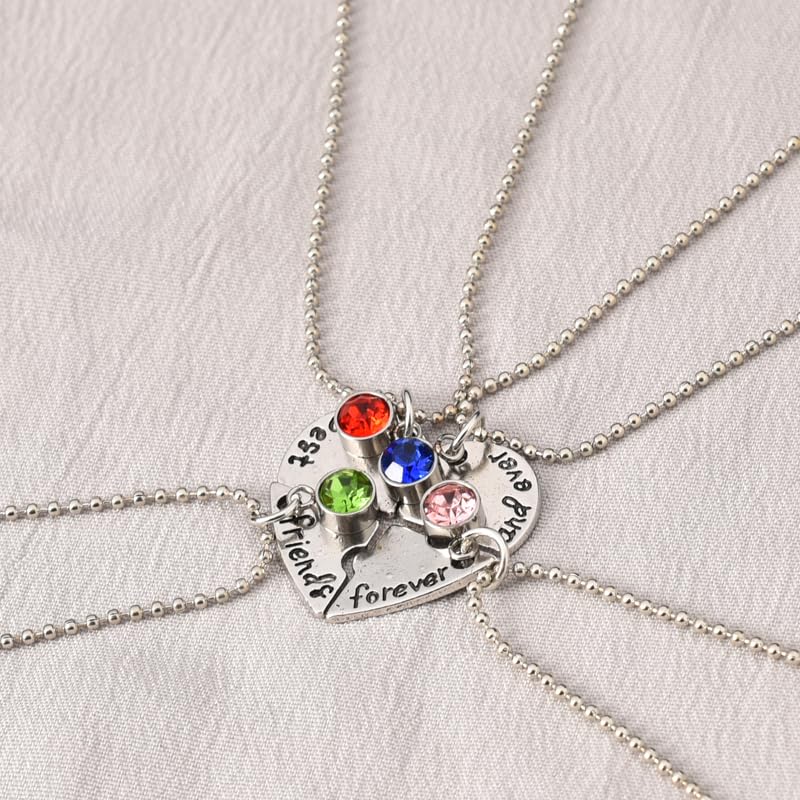 Sisadodo Best Friends Forever and Ever Necklaces for 4 Girls Heart Matching Bff Necklaces for Sister Friend Christmas Birthday Gifts for Women Teen Girl Friendship Necklace 4 Pcs - Image 5