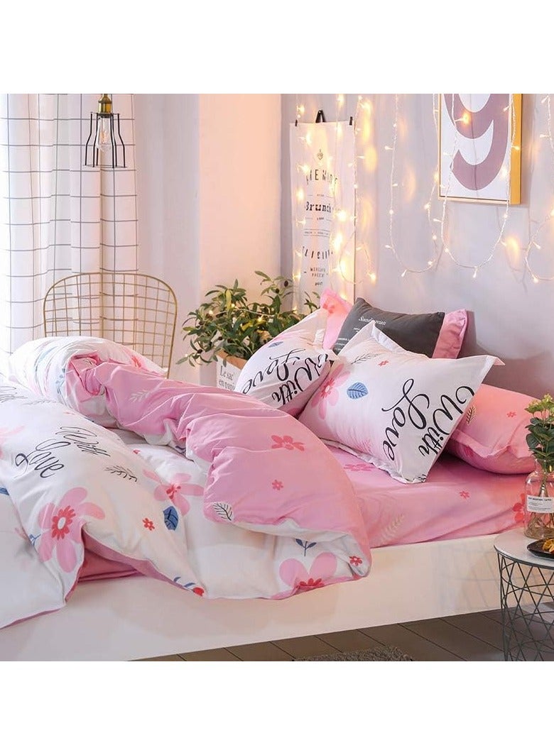 MOON HOME King/Queen/Single size Soft and Breathable Microfiber Hypoallergenic Beautiful Design Duvet Cover Set ,set includes 1 Comforter Cover, 1 Fitted Bedsheet, 4 Pillowcases  - Image 3