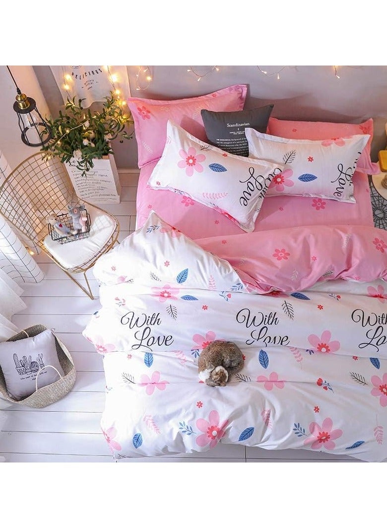 MOON HOME King/Queen/Single size Soft and Breathable Microfiber Hypoallergenic Beautiful Design Duvet Cover Set ,set includes 1 Comforter Cover, 1 Fitted Bedsheet, 4 Pillowcases  - Image 2