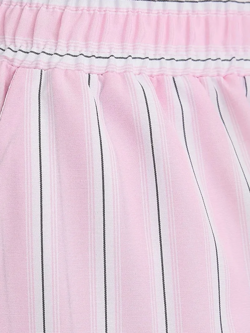 HICCUP Wide Leg Striped Pants with Elastic Waist