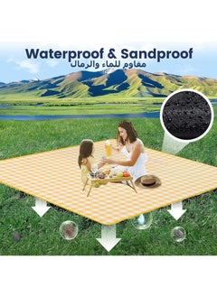 Jourvent Picnic Outdoor Blanket, 100x150CM Waterproof Foldable Blankets Gingham Picnic Mat for Beach, Camping Grass Lawn Park Accessories Cute Couple Gifts Ideas Wedding Registry(3-4) People  - Image 5
