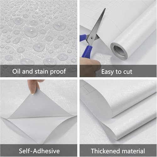 AADIVY® Wallpaper for Walls Peel & Stick 45×1200 CM | Realistic 3D Silk White Texture | Self Adhesive Waterproof PVC Vinyl Film for Kitchen, Furniture, Cabinet & Home Décor - Image 2