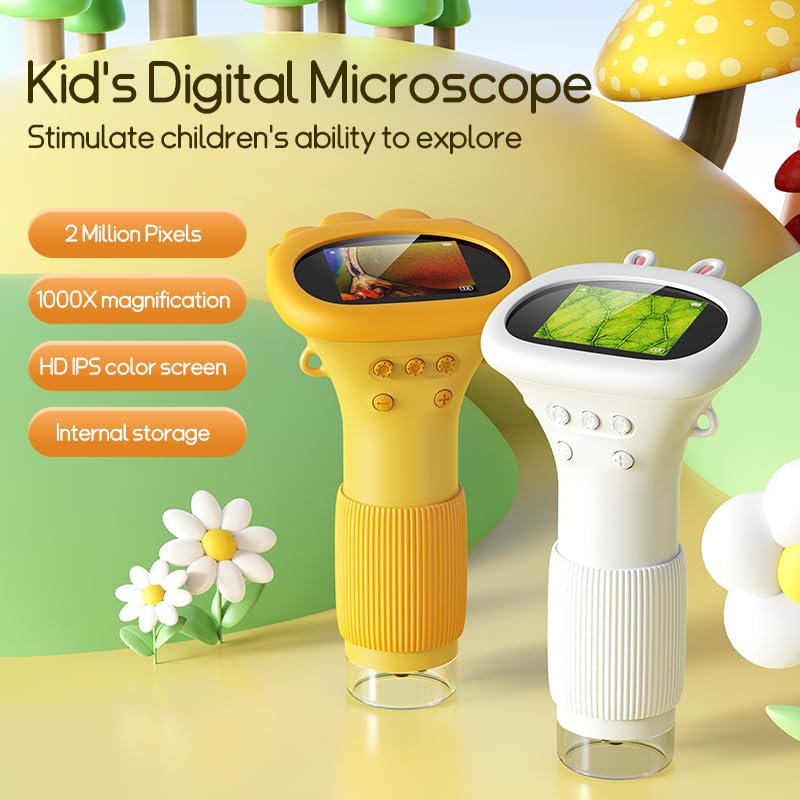 GinoCaco Kids Microscope Digital Camera 1000X Handheld Camera Microscope for Kids with 2 Screen Educational Magnifying Glass Toy Christmas Birthday Gifts for Age 3 4 5 6 7 8 9 10 11 12 Girls Boys Purple - Image 5