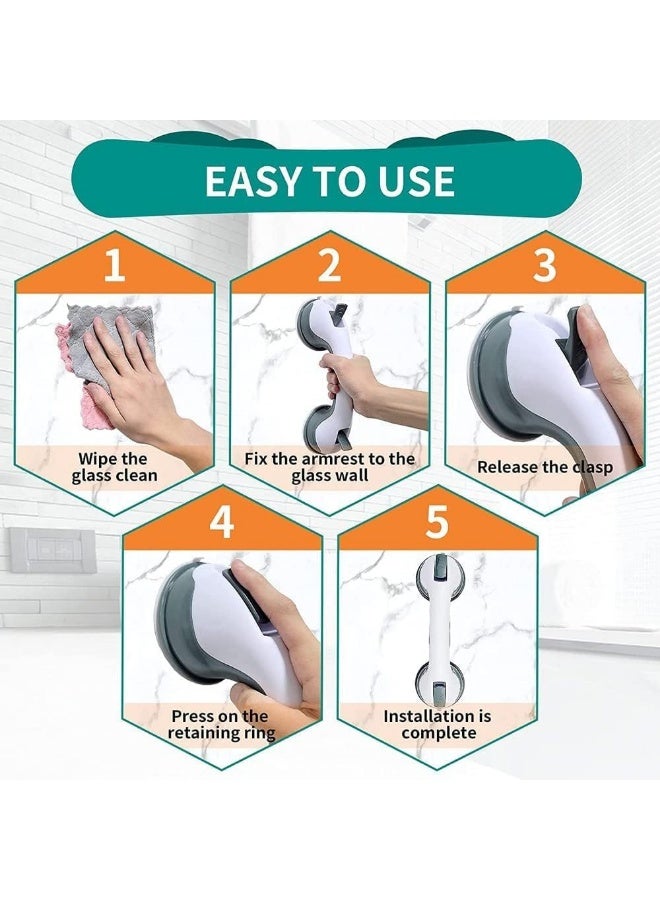 Bathroom Safety Grab Bar with Strong Suction Base, Anti-Slip Support Handle for Shower and Bathtub, Easy No-Drill Installation for Daily Stability and Convenience - Image 2