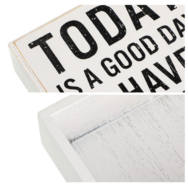جيتك ديكور إيجابي ديكور هدايا ملهمة اليوم هو يوم جيد للحصول على علامة خشبية يوم جيد تحفيزي مكتب ديكور مكتب مزرعة التأكيد هدية للنساء الجرف مكتب الجدول (أبيض) - Image 3