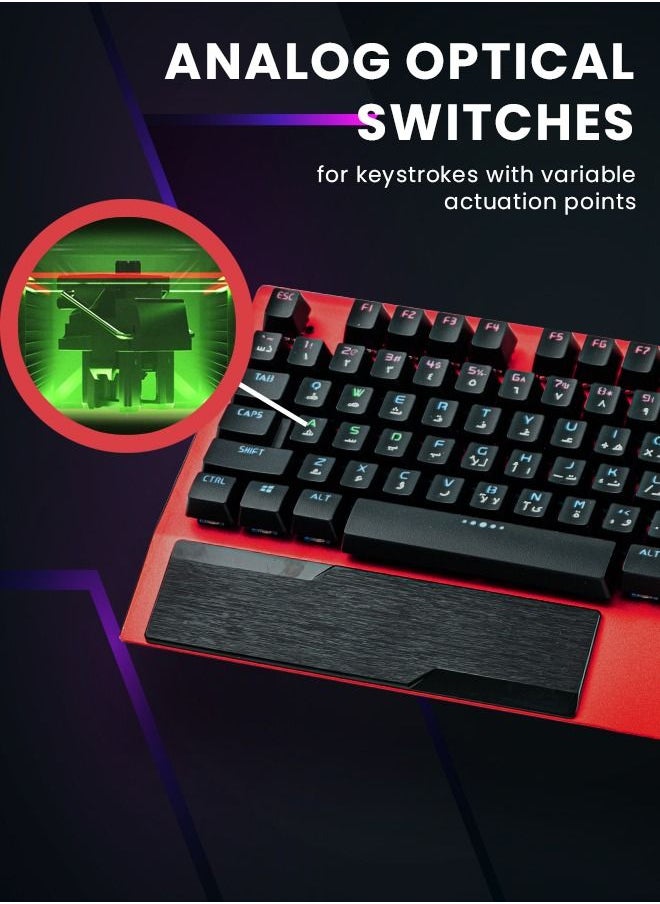 Vmax - VMAX Professional RGB Mechanical Gaming Keyboard with ENG & ARB Keypad Blue Axis Multifunction Knob RGB LED Backlit Wired Gaming Mechanical Keyboard RGB Office Keyboard for Mac Windows Red - Image 1