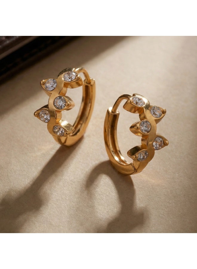 Palmonas 18K Gold Tone Plated Frost Petal Hoop Earrings For Women - Waterproof & Anti-Tarnish - Image 4